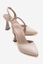 Women's Stoned Heeled Sandals with High Heels; Bej Zra