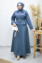 Belted Jacketed Denim Dress Tsd260164 Light Blue - 3