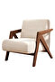Cream Fabric Lounge Chair Walnut Wood Frame Modern Accent Chair - 4
