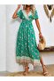 Rochie lungă florală verde Juliet - L