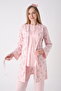 Short Sleeve Patterned Dressing Gown Maternity & Pregnancy 3-Piece Pajama Set - Lace Detailed - 4