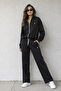 Basics & More Women's Black Tracksuit Set Zippered Top High Waist Comfortable Fit Sports Set - 2