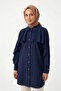 Levidor Sleeve Ruffle Detail Shirt 230157 Navy Blue