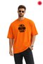 Orange Oversize T-Shirt Unisex 100% Cotton No Pain No Gain Printed Sports Fitness Gym Casual T-Shirt