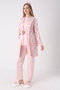Short Sleeve Patterned Dressing Gown Maternity & Pregnancy 3-Piece Pajama Set - Lace Detailed - 2