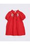 Girl's Floral Embroidered Short Sleeve Muslin Fabric Dress