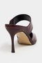 Rane Burgundy Rustic Wide Band Gold Metal Detail Blunt Toe Women's Heeled Slippers - 9