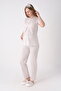 Short Sleeve Patterned Dressing Gown Maternity & Pregnancy 3-Piece Pajama Set - Lace Detailed - 6