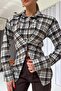 Plaid Patterned Women's Shirt with Tie Detail - Brown - 3