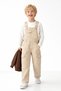 Unisex Raw Denim Beige Children's Overalls with Cargo Pockets - Natural Textured Gabardine Overalls - 7