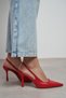 Elara Red Matte Slingback V Vamp Line Pointed Toe Women's Heeled Shoes - 7