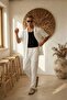 Men's Ribbed Short Sleeve Shirt & Baggy Pants Ecru Bottom-Top Set Ls-8962 - 3