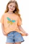 Girl's Butterfly Embroidered Orange Color Short Sleeve T-Shirt - 4