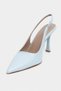 Elara Bebe Blue Matte Slingback V Vamp Line Pointed Toe Women's Heeled Shoes - 6
