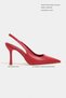 Elara Red Matte Slingback V Vamp Line Pointed Toe Women's Heeled Shoes - 2