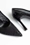 Women's Thin Heeled Evening Dress Shoes Black Mesh with Stone Embellishments - 2