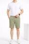 Men's Linen Fabric Shorts with Pockets, Relaxed Fit, Elastic Waist - Mint Green - 3