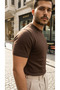 Men's Basic Crew Neck Short Sleeve Knitwear T-Shirt - 100% Cotton Acrylic - 3