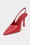 Elara Red Matte Slingback V Vamp Line Pointed Toe Women's Heeled Shoes - 6