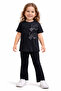 Black Bow Detailed Girls' Leggings Set
