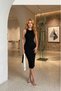 Women's Black Dress with Slit Detail