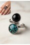 Real Flower Natural Stone Steel Ring