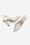 Women's Stiletto Pointed Toe Open Back V-Neck Hand Knitted Classic Heeled Shoes Nules Ecru - 8