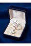 Silver Color Large Floral Zircon Stone Hoop Dangle Steel Earrings - Tarnish Resistant - 3