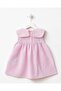 Girl's Cotton Pink Rabbit Embroidered Dress with Pockets - 5