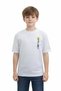 Boy's Oversize Fit White Color Short Sleeve T-Shirt with Japanese Text on the Front and Back and Dragon Pattern