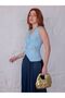 Women's Blouse Double-Breasted Sleeveless Ottoman Fabric Blouse with Buckle at the Waist - 3