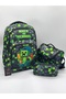 Boy's Primary School Backpack Set of 3 Primary School Bag Character Patterned Set Green - 2