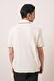 White Oversize Men's Knitwear T-Shirt with Collar Zipper Detail - 2