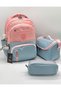 Primary School Bag Set of 3 Unisex Children's First School Backpack Set 8010 Powder-Blue - 2