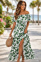 New Season Women's Madonna Collar Elasticated Chest Slit Long Patterned Single Jersey Summer Dress