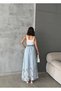 Lace Detailed High Waist Midi Skirt with Elastic Waistband and Tie - 4