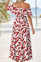 New Season Women's Madonna Collar Elasticated Chest Slit Long Patterned Single Jersey Summer Dress - 5