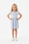 Blue Daisy Patterned Butterfly Sleeve Girls' Dress - 100% Cotton Summer Dress - 4