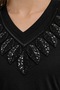 Women's V-Neck Modal Cotton Sequin Detailed Basic Short Sleeve T-Shirt New Season - 5