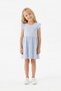 Blue Daisy Patterned Butterfly Sleeve Girls' Dress - 100% Cotton Summer Dress - 3
