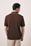 Collar Zipper Detailed Brown Oversize Men's Knitwear T-Shirt - 4