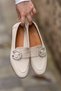 26484214 Eren Shoes&Bag Genuine Leather Stone Buckle Soft Casual Women's Ballerina Shoes Beige - 2