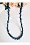 Natural Stone Navy Blue Green Necklace 43 cm - 4
