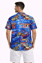 Men's Marine Patterned Short Sleeve Shirt Summer Casual Fit Digital Printed - Patterned - 3