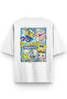 Women's / Men's Semi Oversize T-Shirt Sponge Back Printed White T-Shirt 1232