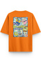 Women's / Men's Semi Oversize T-Shirt Sponge Back Printed Orange T-Shirt 1232