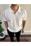 Ribbed Zipper Polo T-Shirt Men's Regular - 2
