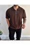 Ribbed Zipper Polo T-Shirt Men's Regular - 2