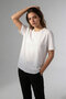 Bauta Regular Fit Crew Neck Low Sleeve Oval Hem and Sleeve Laser Cut Women's Blouse Top - Ecru