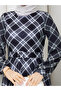 Digital Printed Plaid Patterned Black Pleated Dress - 3
